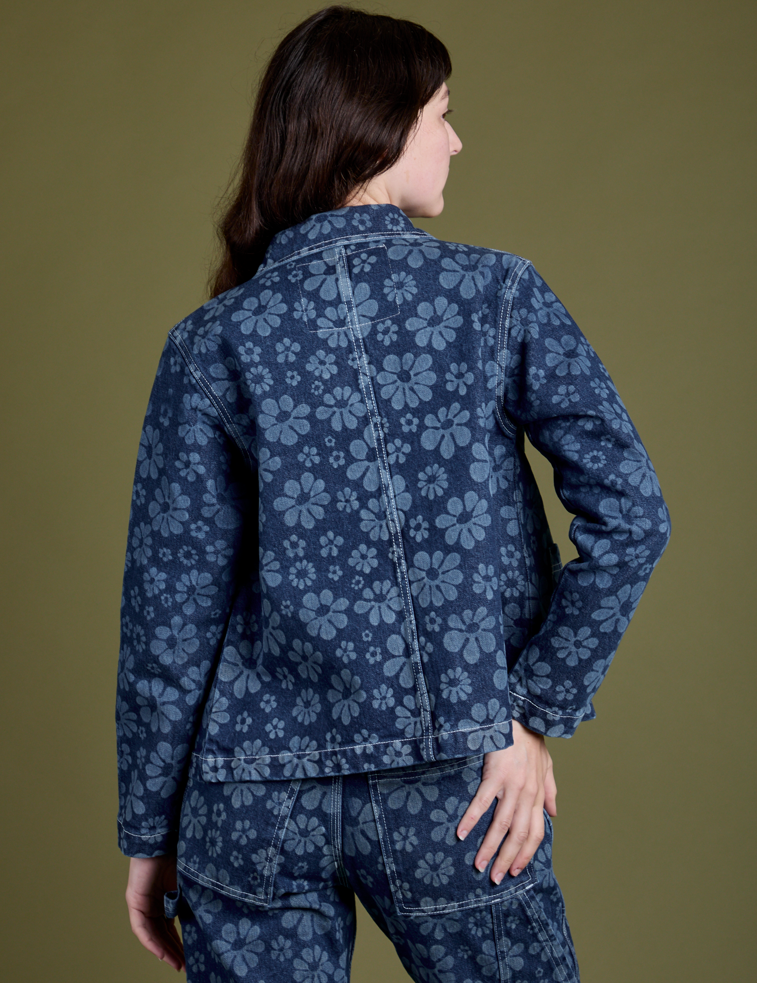 Back view of Lazy Daisy Work Jacket on Alex