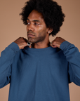 Long Sleeve Burly Tee in French Blue front close up on Lish