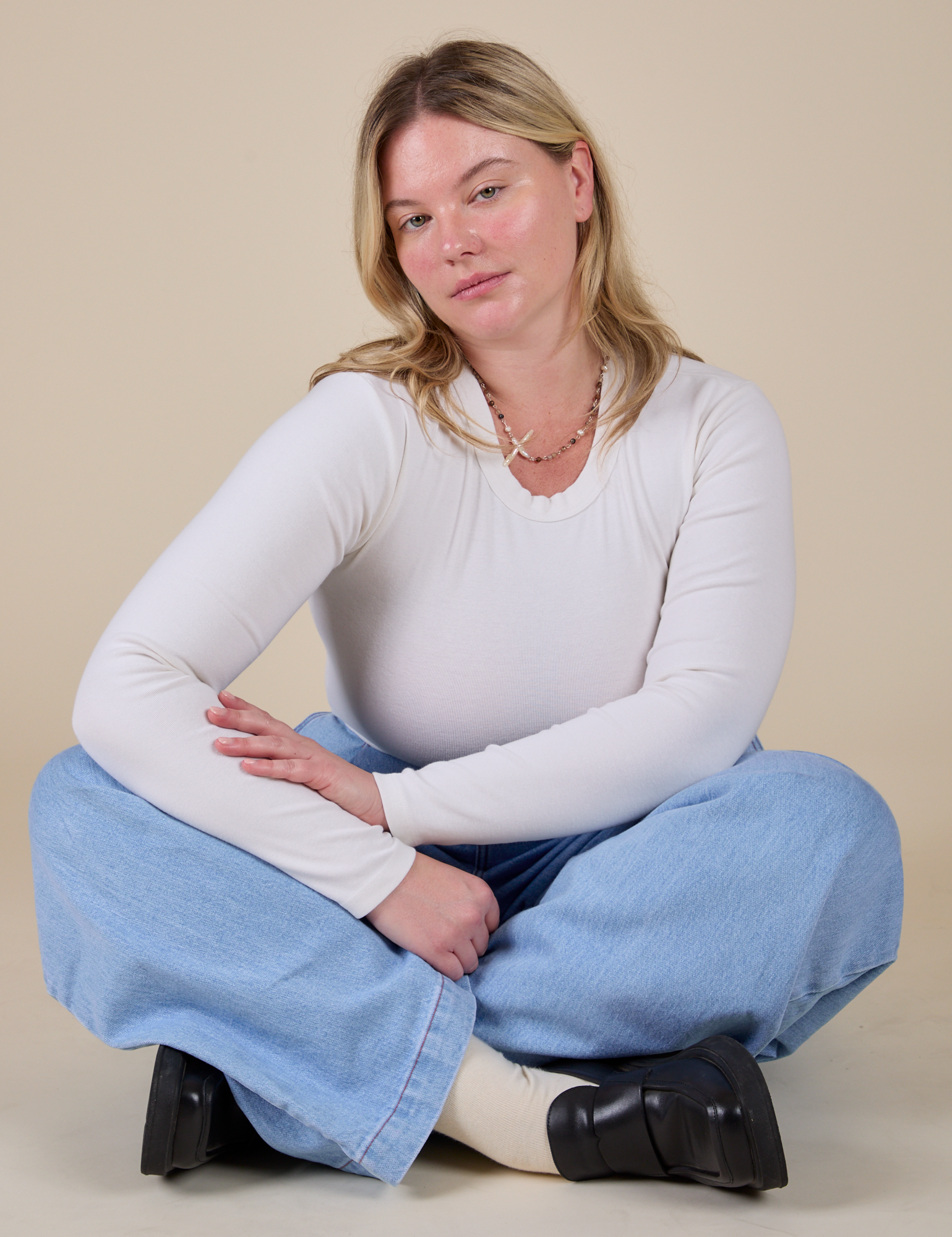 Long Sleeve Baby Tee - Vintage Tee Off-White