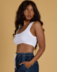 Contrast Stitch Mini Tank - Vintage Tee White