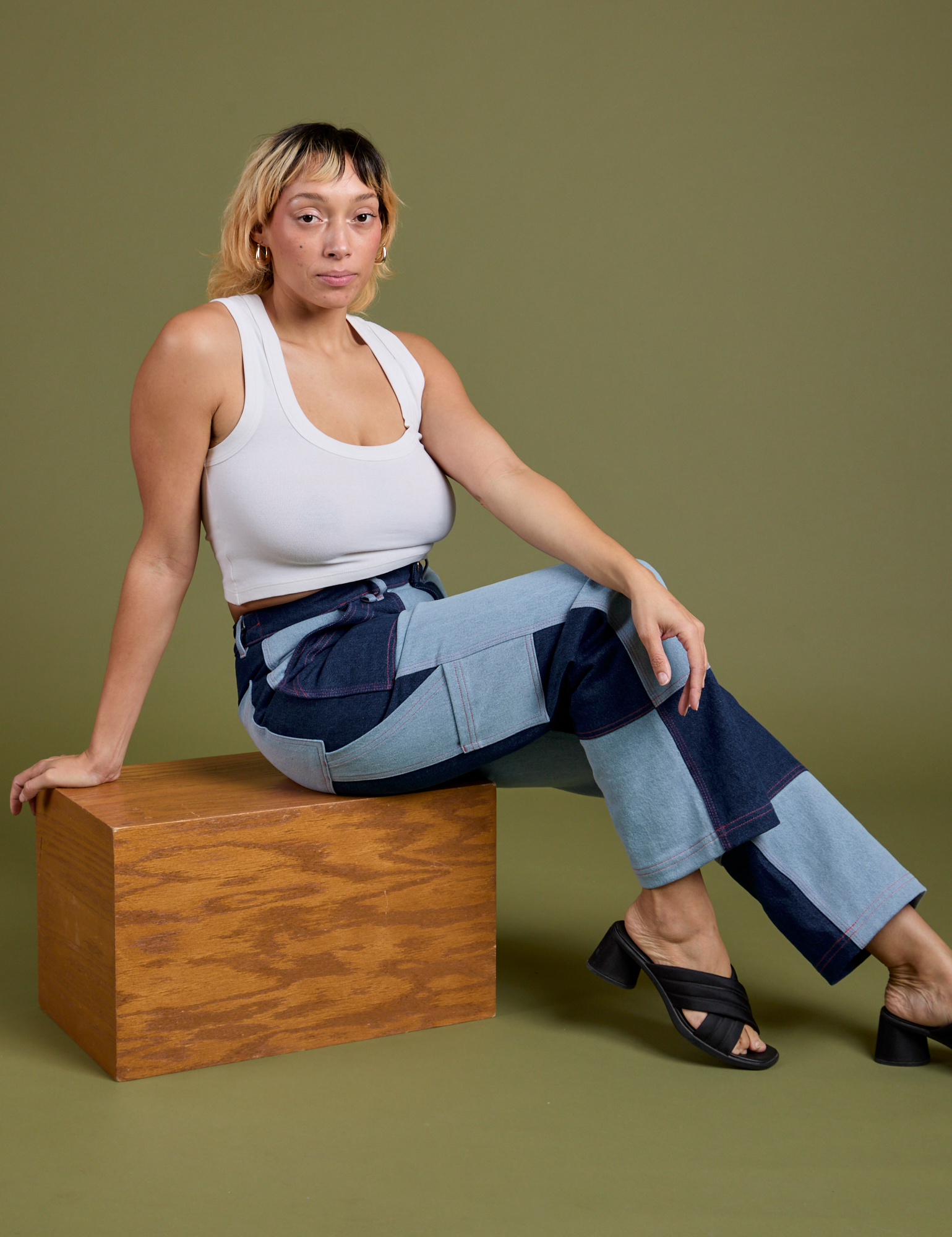 Mismatched Denim Carpenter Jeans