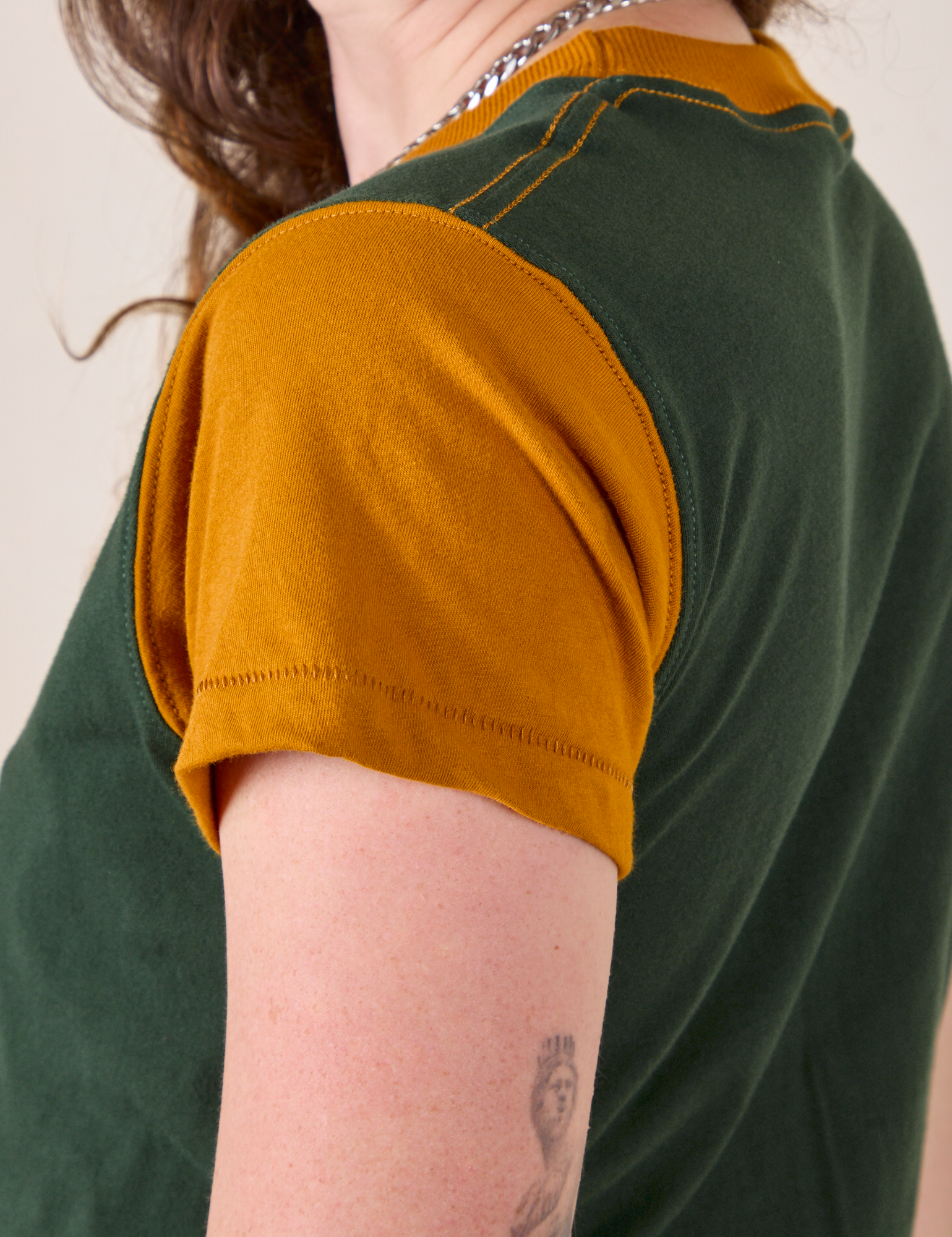 Mismatched Tee - Green &amp; Mustard