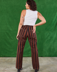 Back view of Black Stripe Work Pants in Fudgesicle Brown and Cropped Tank on Tiara