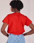 Back view of Organic Vintage Tee in Mustang Red on Cheyann