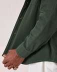 Twill Overshirt in Swamp Green close up on Jerrod