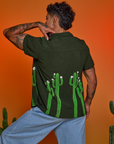 Paintstamped Pantry Button-Up in Cactus back view on Jesse