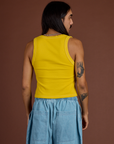 Icon Cropped Tank - Yellow Hibiscus