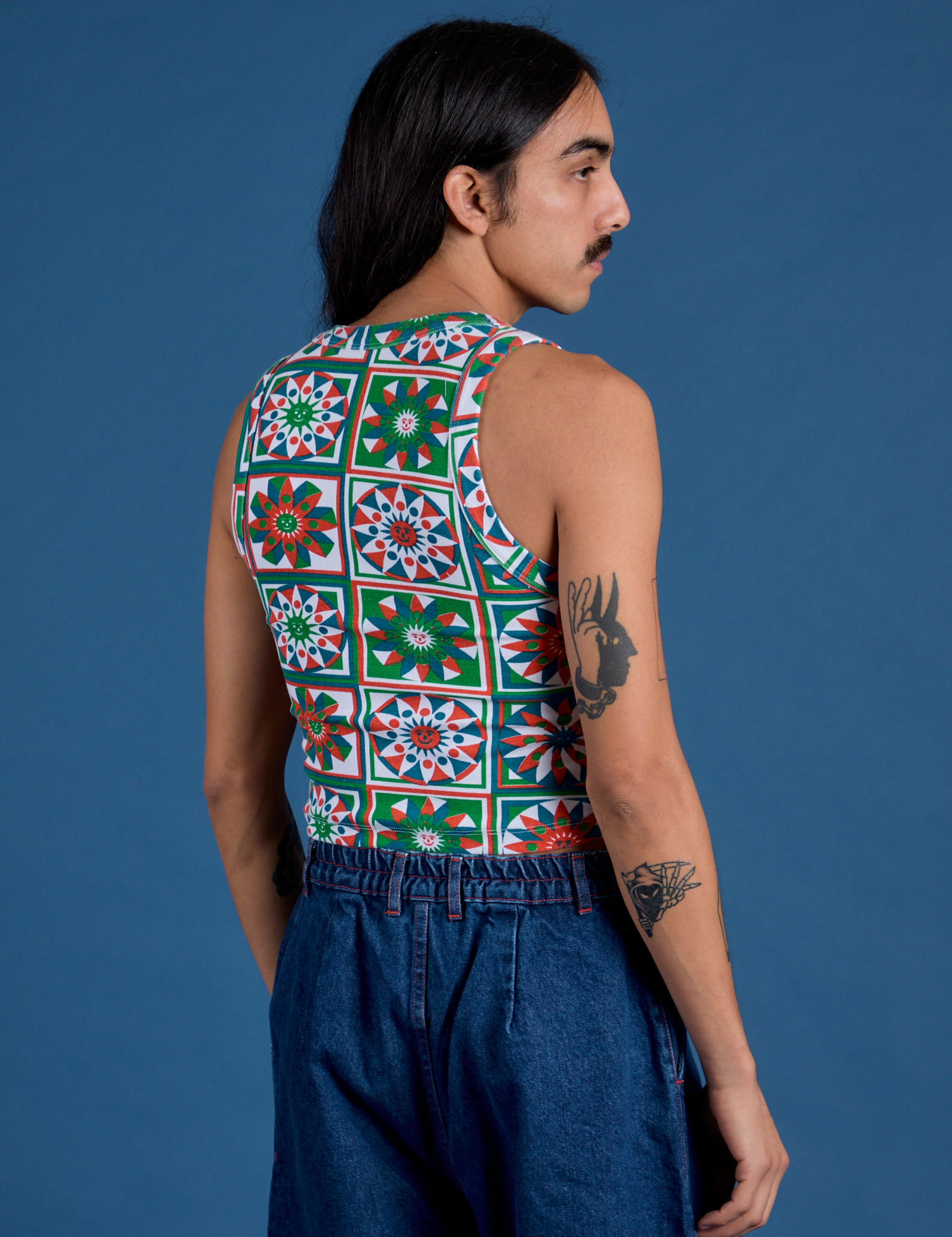 Cropped Tank Top - Quilt Print