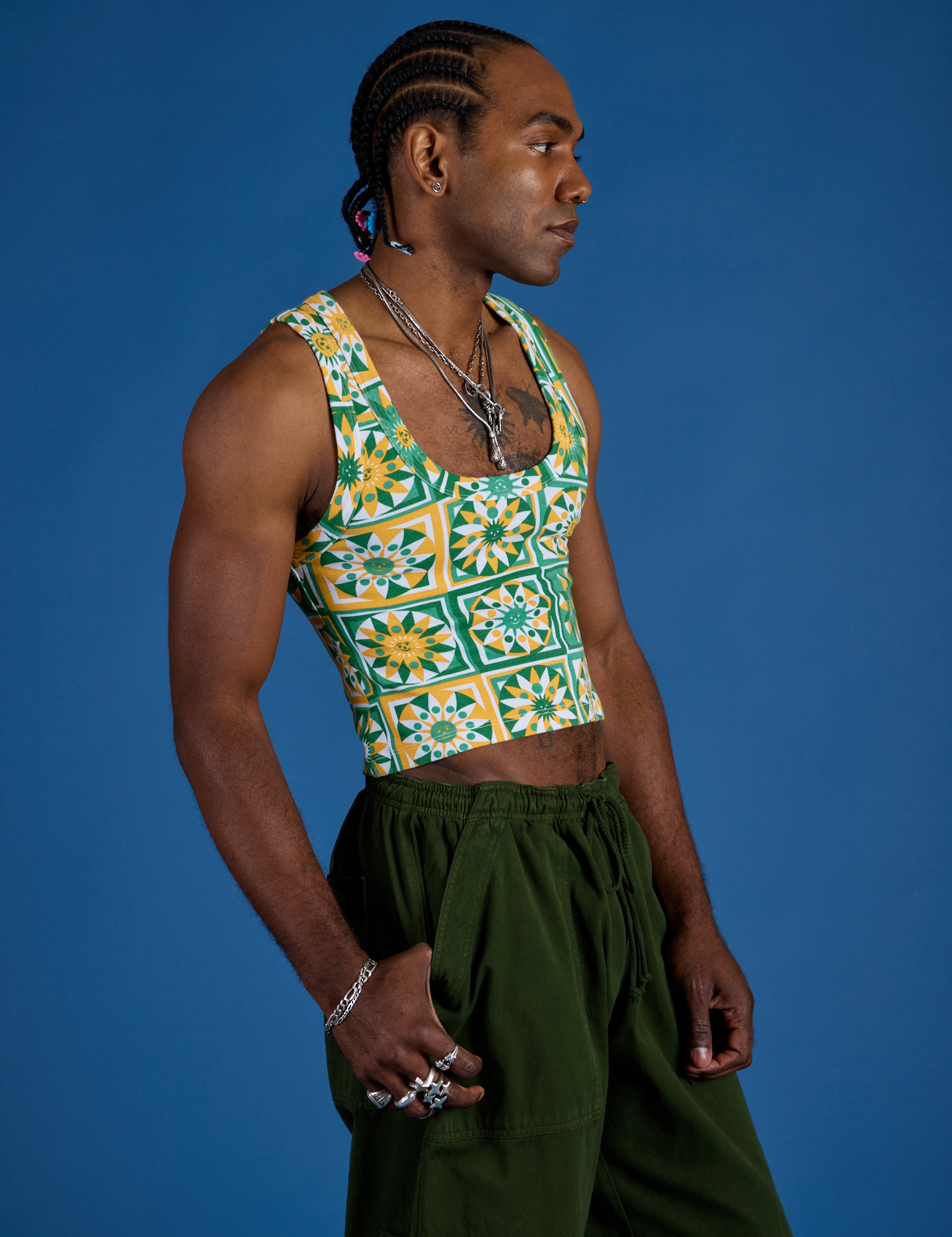 Cropped Tank Top - Spring Quilt Print