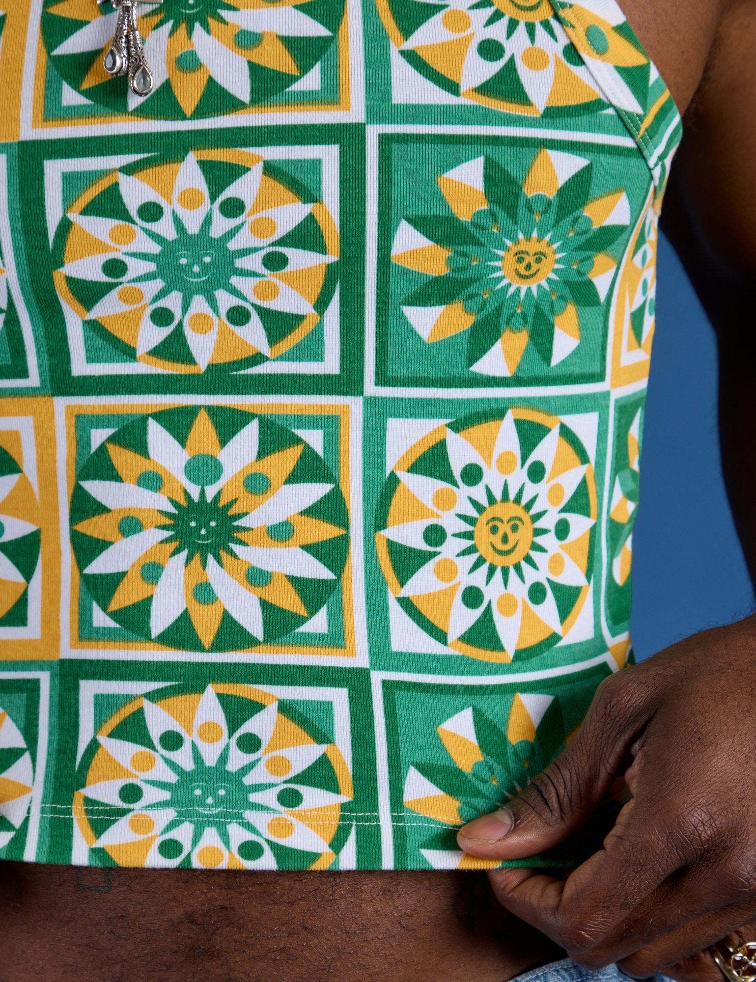 Deep-Cut Racerback Tank - Spring Quilt Print