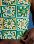 Deep-Cut Racerback Tank - Spring Quilt Print