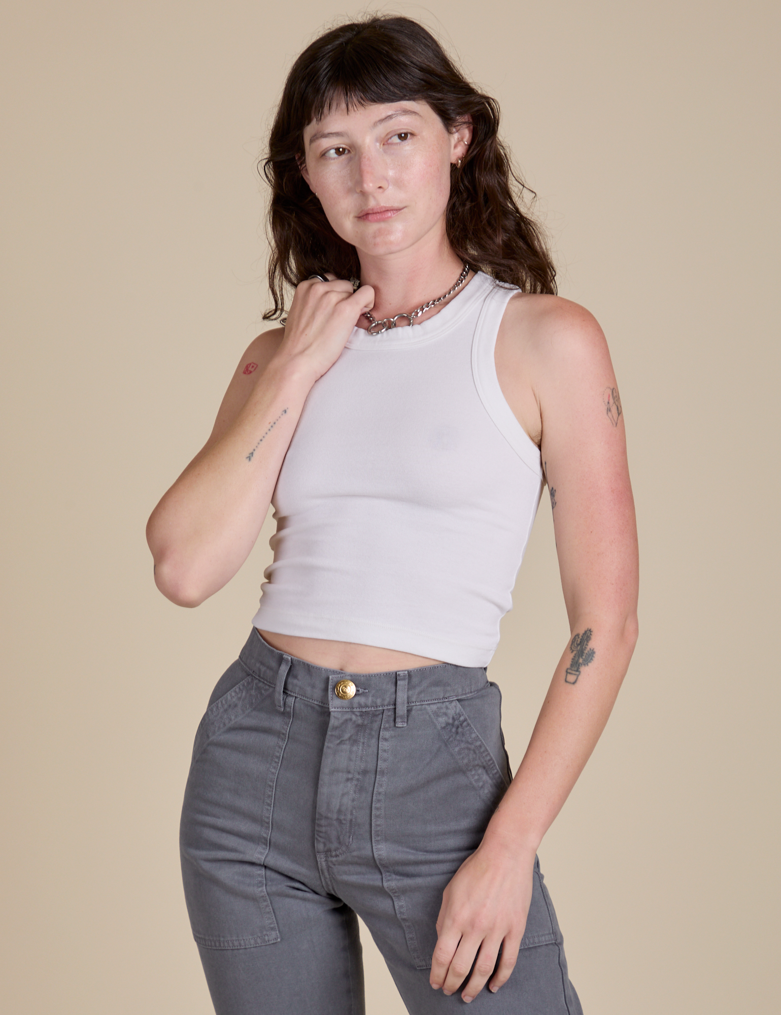 Racerback Tank - Vintage Tee White