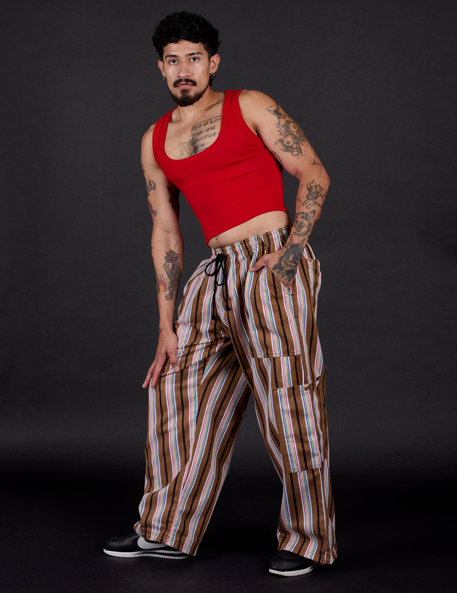 Striped Drop Pocket Pants - Retro Rainbow – BIG BUD PRESS