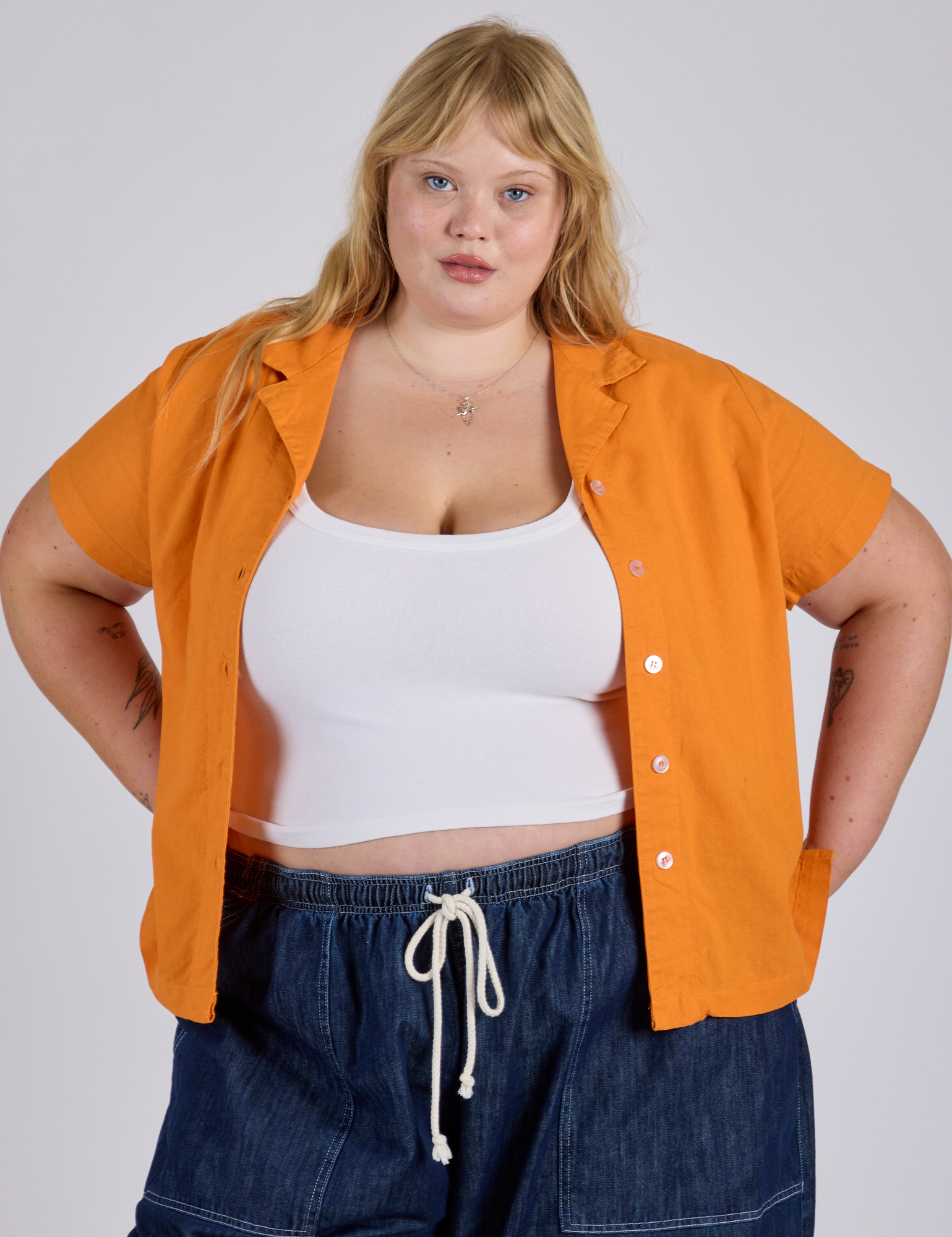 Pantry Button-Up - Creamsicle Orange