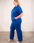 Short Sleeve Jumpsuit in Royal Blue side view on Juliet