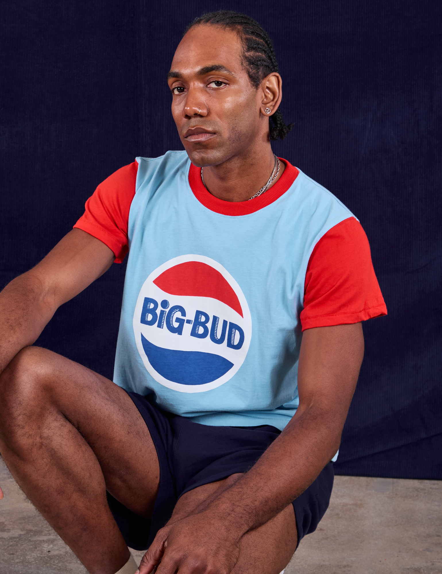 Jerrod is wearing Vintage Tee in Cola