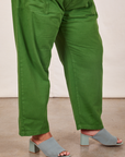 Pant leg close up of Short Sleeve Jumpsuit in Lawn Green worn by Alicia