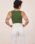 Back view of Tank Top in Dark Emerald Green on Mika