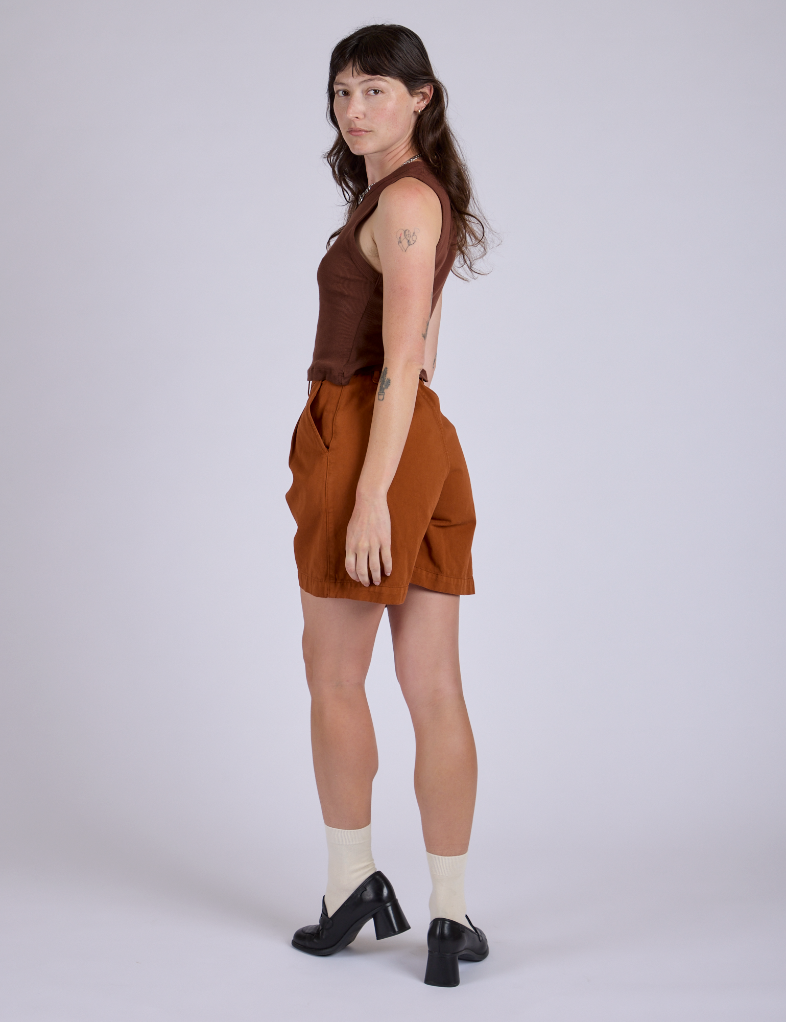 THE TOÉ Piraeus Short Pants Sサイズ　ブラウン Pleated Trouser Shorts - Burnt Terracotta – BIG BUD PRESS
