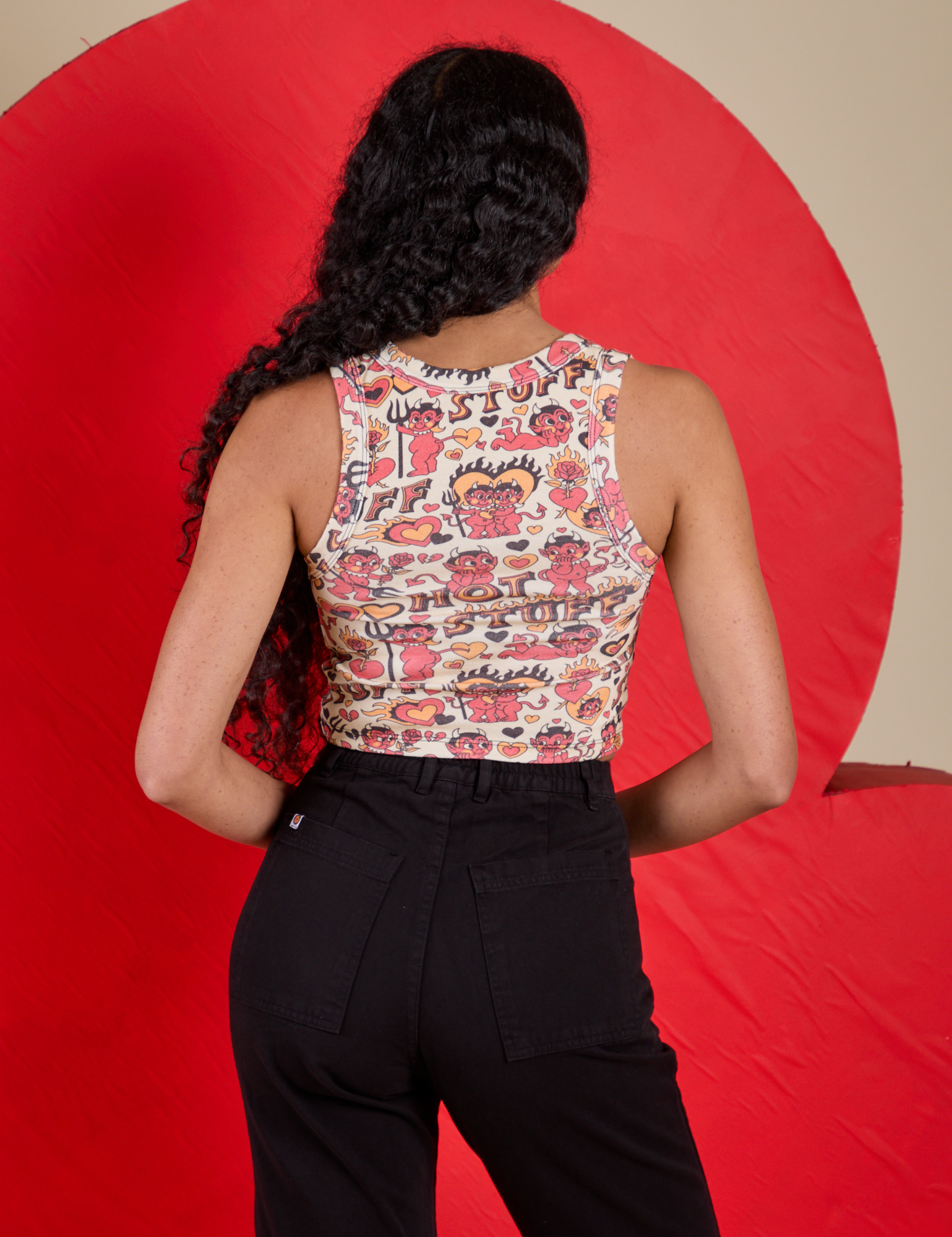 Cropped Tank Top - Hot Stuff Print