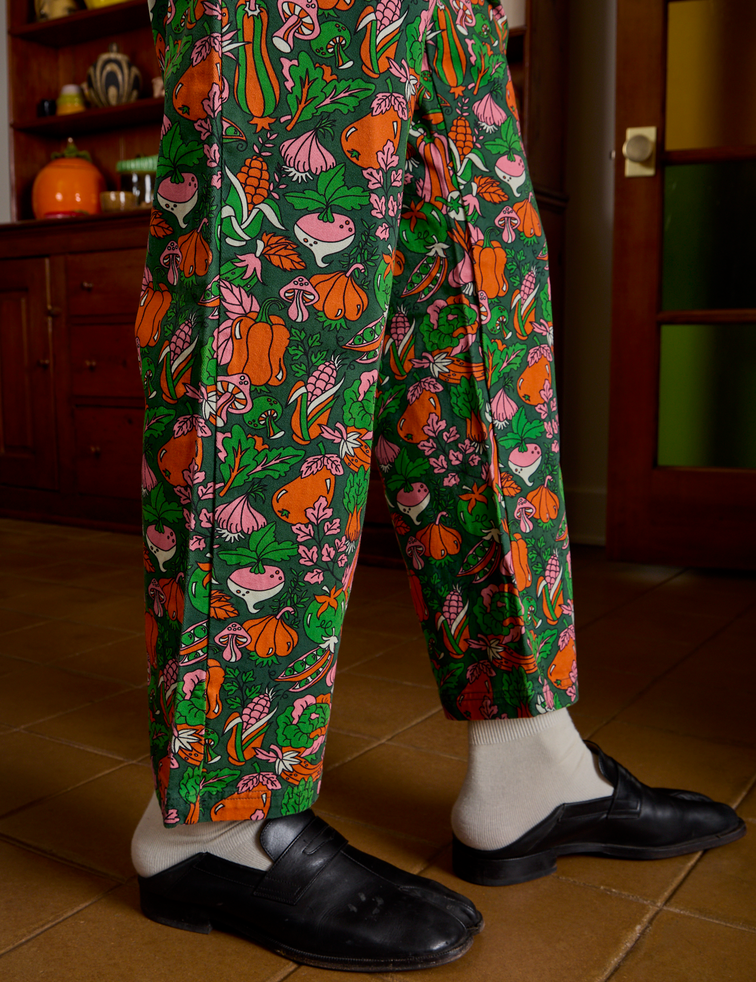 Short Sleeve Jumpsuit in Kitchen Collection pant let close up on Jerrod