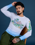 Floral Long Sleeve Baby Tee in Baby Blue on Jesse