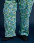 Winter Floral Print Work Pants pant leg close up on Sam