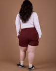 Classic Work Shorts in Red Wine back view on Ashley