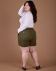 Classic Work Shorts in Surplus Green angled back view on Ashley