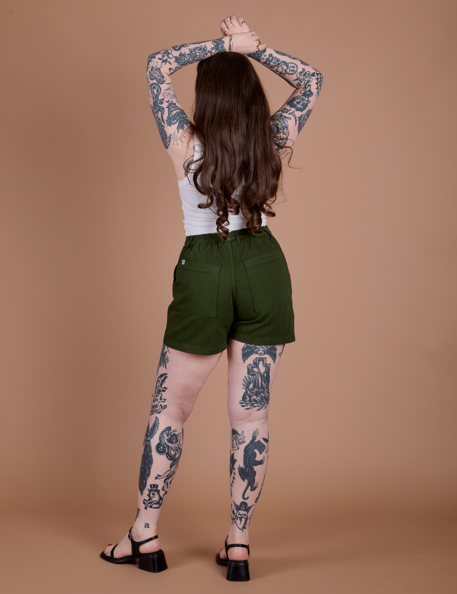 Classic Work Shorts in Evergreen back view on Sydney