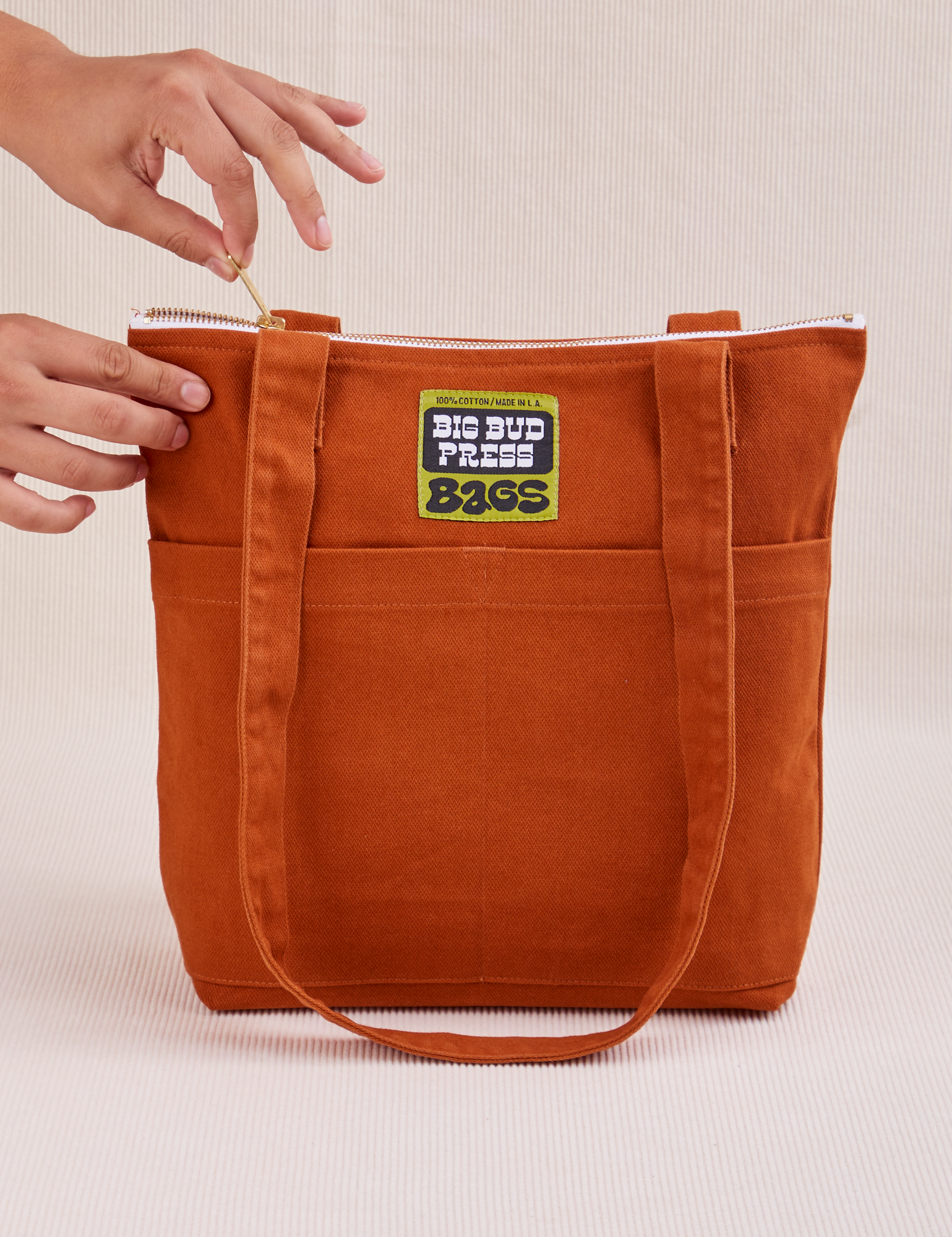 Over-Shoulder Zip Mini Tote in Burnt Terracotta