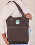 Quilted Everyday Tote in Espresso Brown worn by model