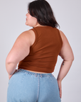 Cropped Tank Top in Burnt Terracotta  back view on Ashley