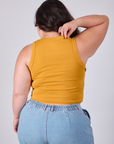 Cropped Tank Top in Mustard Yellow back view on Ashley
