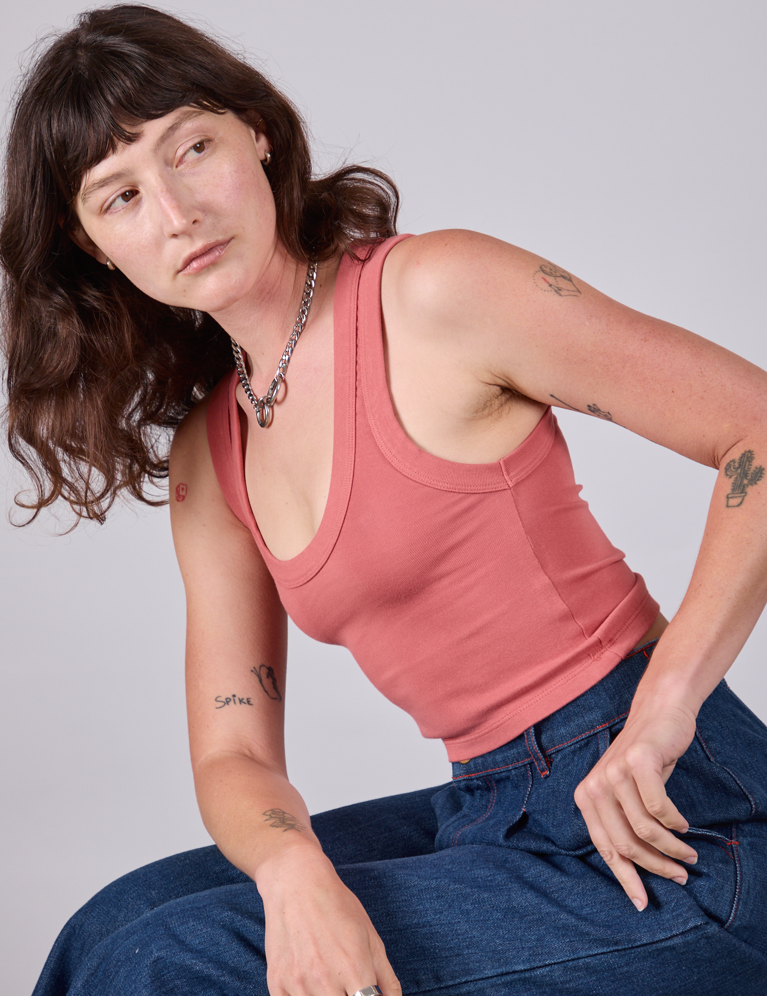 Cropped Tank Top in Raspberry Sorbet on Alex