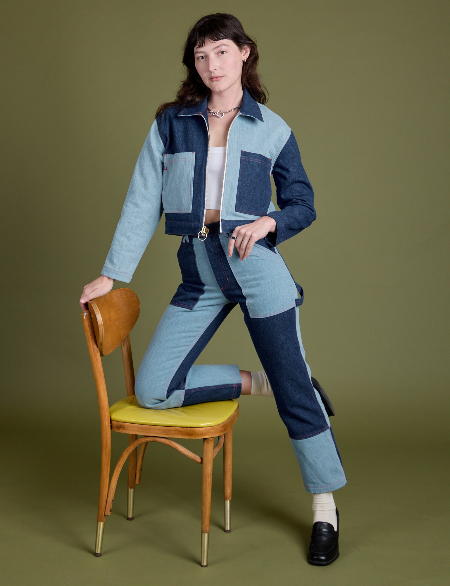 Mismatched Denim Carpenter Jeans