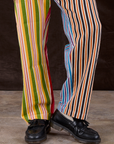 Mixed Stripe Work Pants pant leg close up on Isaac