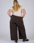 Pleated Pull-On Pants - Espresso Brown