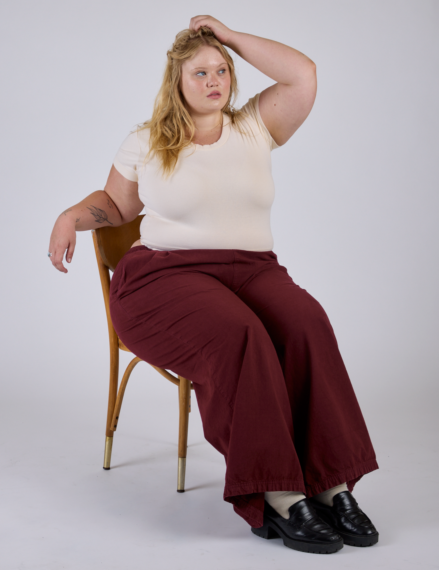 Pleated Pull-On Pants - Red Wine – BIG BUD PRESS