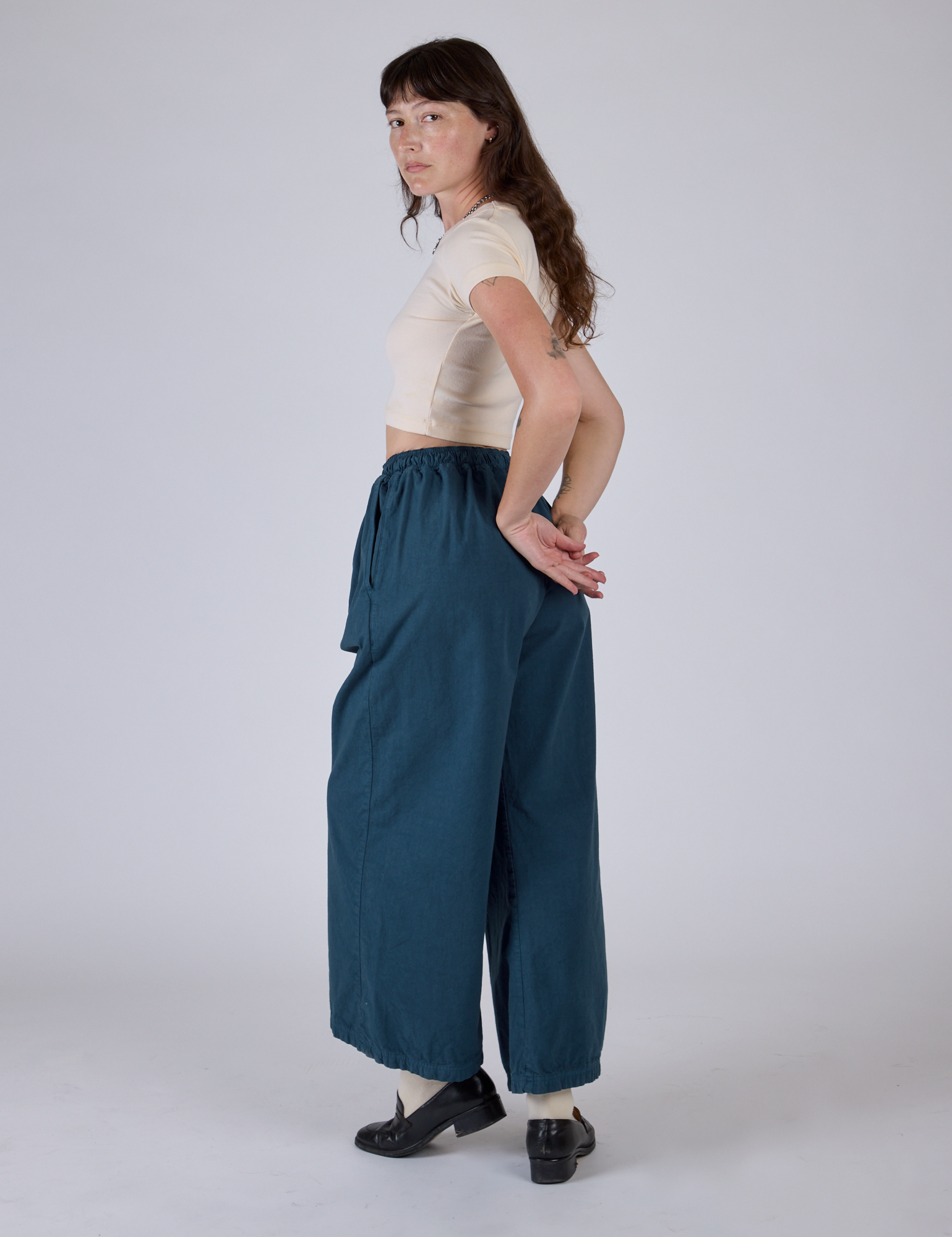 Pleated Pull-On Pants - Lagoon