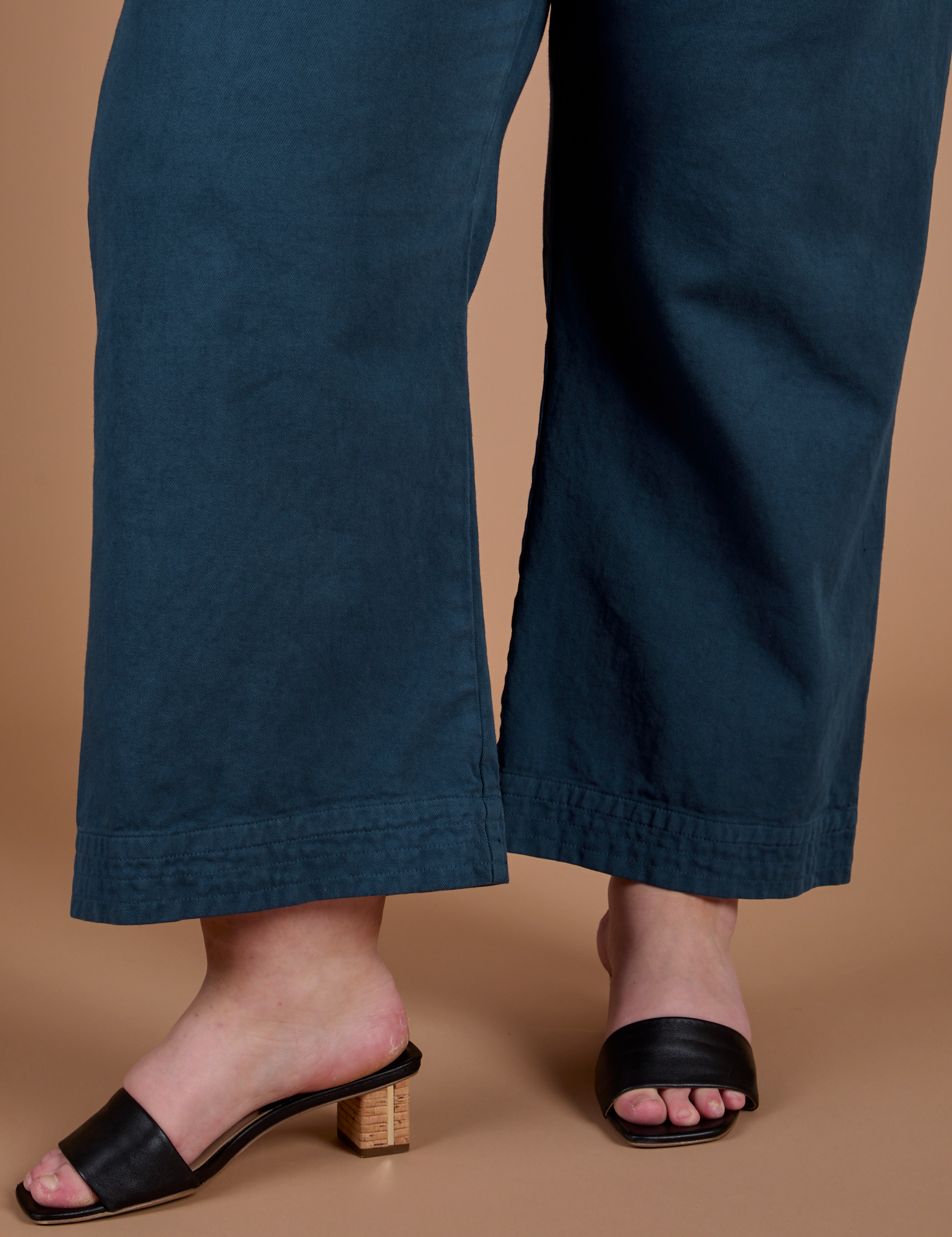 Action Pants in Lagoon pant leg close up on Juliet