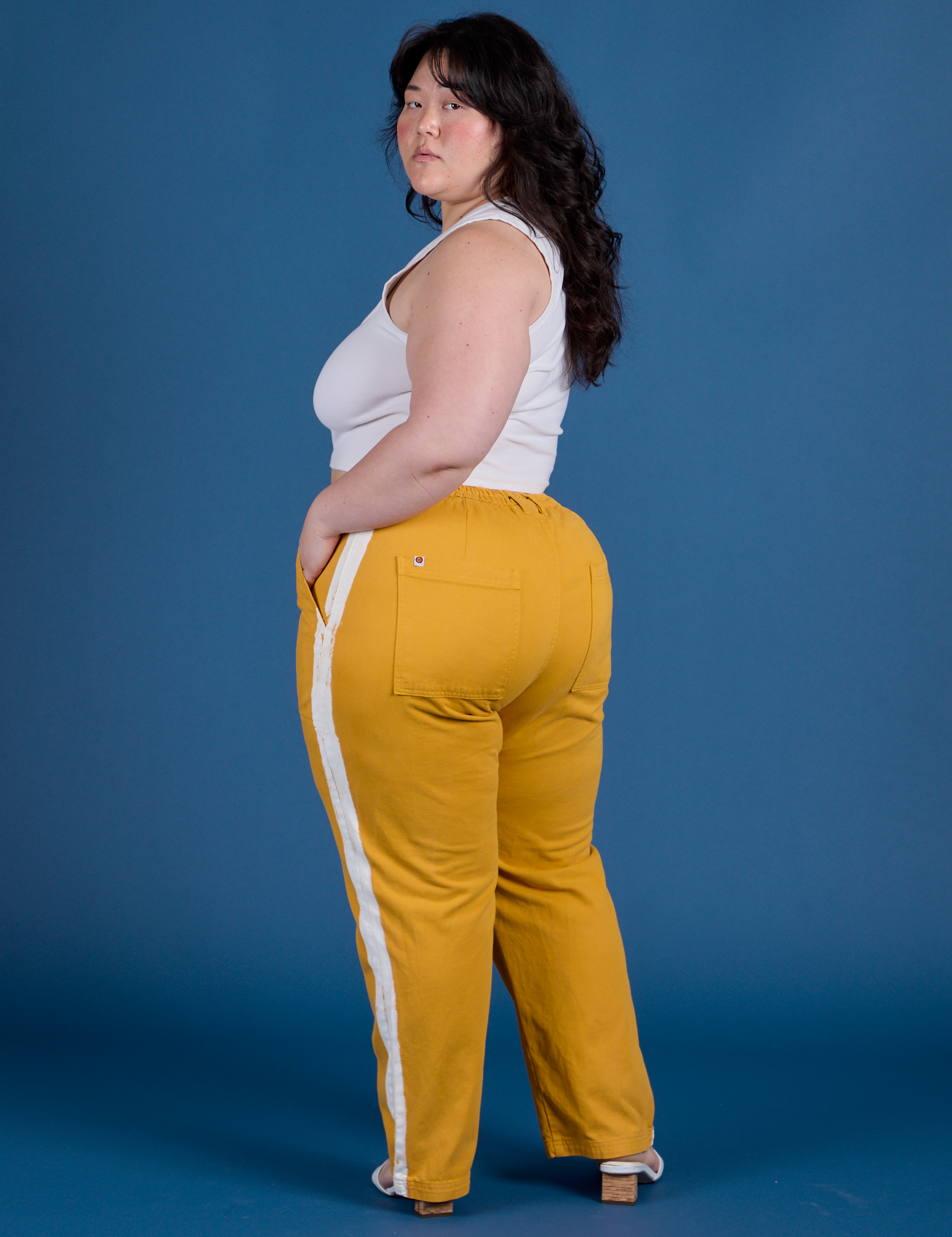 mustard yellow women's dress pants Painted Work Pants
