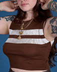 Painted Muscle Tee in Fudgesicle Brown front angle close up on Sydney