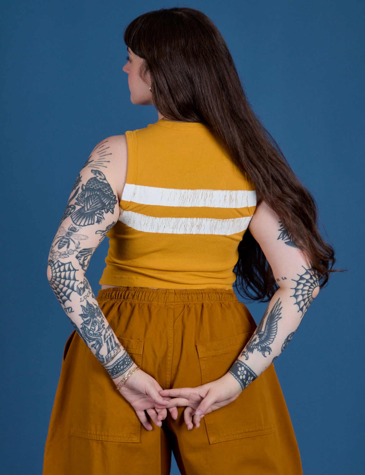 Painted Muscle Tee - Mustard Yellow