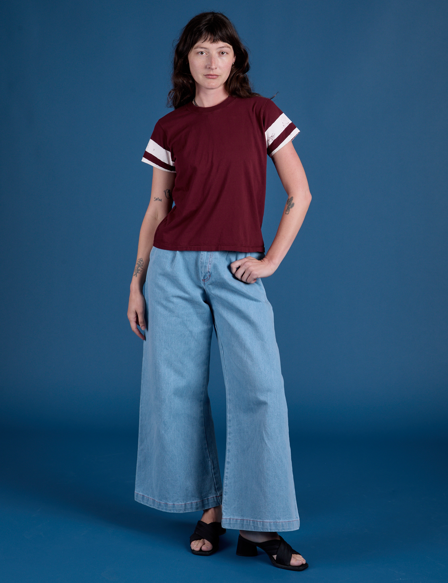 Painted Vintage Tee - Red Wine