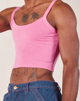 Cropped Cami in Bubblegum Pink close up on Jerrod