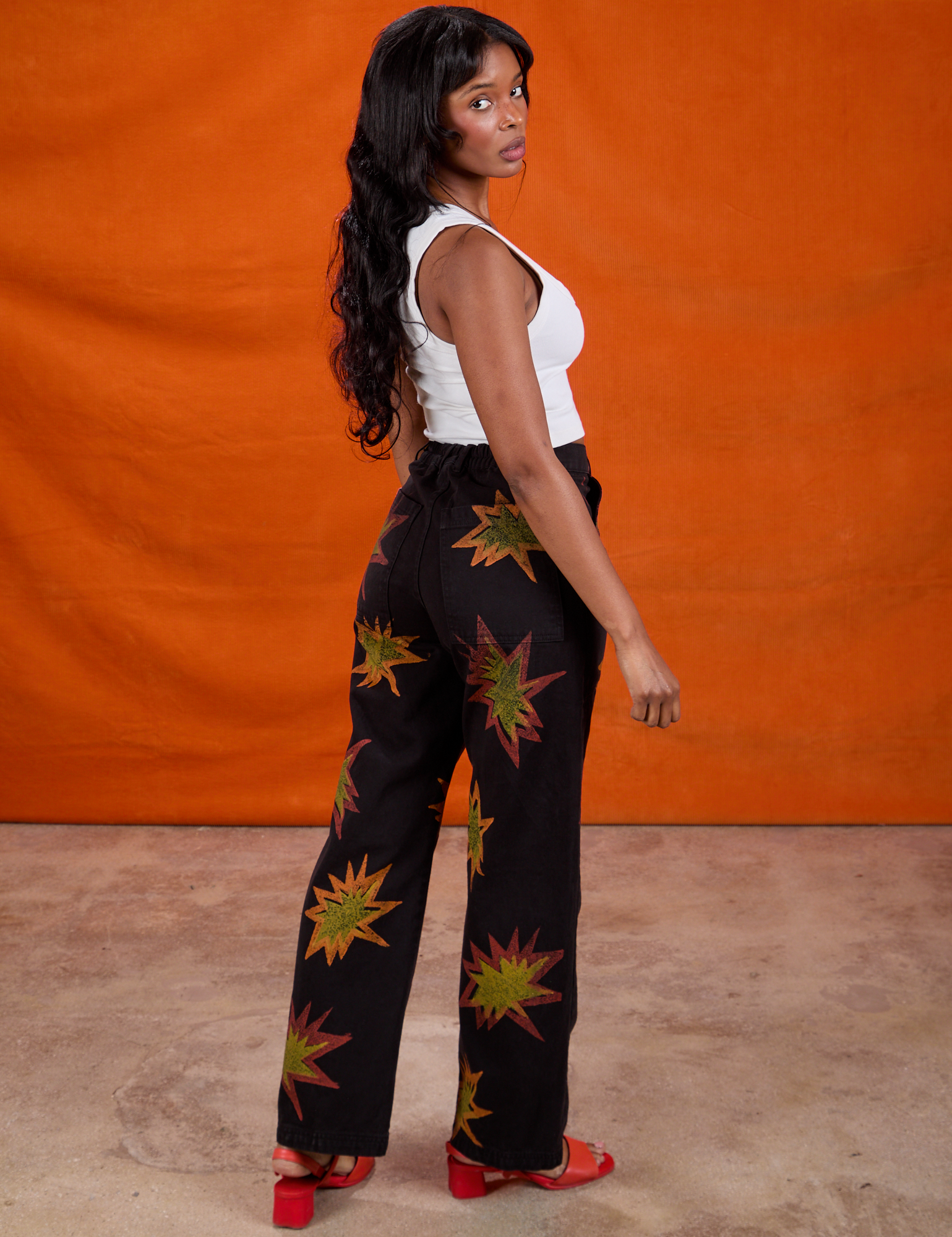 Paintstamped Work Pants in Explosion back view on Kandia