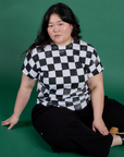 Checker Organic Tee in Black worn by Ashley