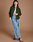 Cropped Corduroy Overshirt - Evergreen