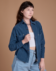 Cropped Corduroy Overshirt - French Blue